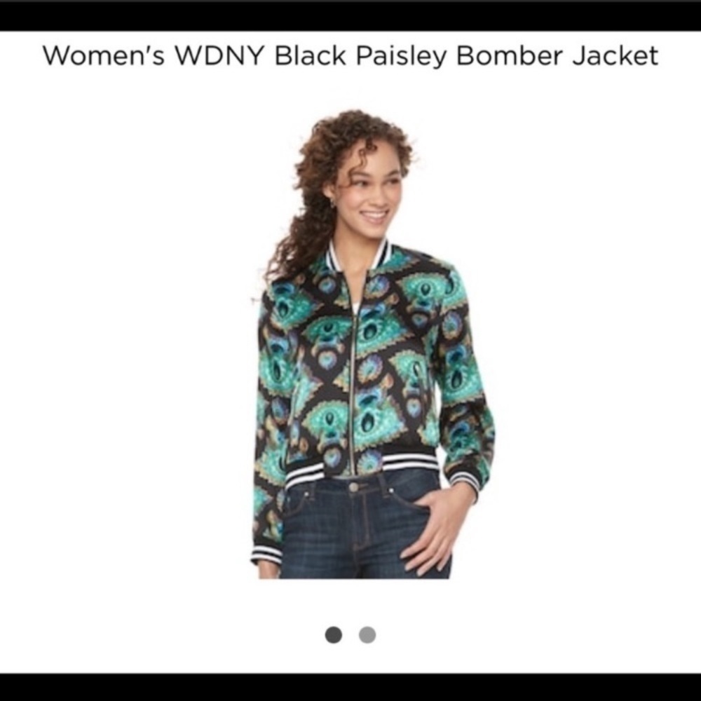 WDNY Women's Paisley‎ Bomber Jacket NWT
